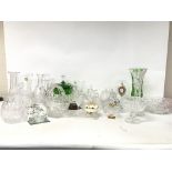 A collection of cut glass ornaments including deca