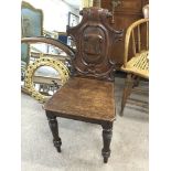 A Victorian hall chair, 42x84cm approximately