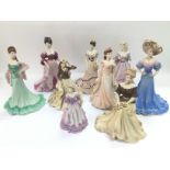 Nine Coalport figures of ladies mainly in The Age