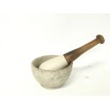 Large mortar and pestle, made in England