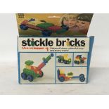 A box of vintage Lego and box of sticklebricks