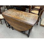 Edwardian walnut table and 5 odd chairs