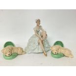 A pair of Sylvac dog ornaments & a German porcelai