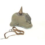 WW1 Imperial German Army Prussian M15 Pickelhaube Uniform Helmet. A felt constructed example with