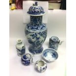 A collection of blue and white Oriental ceramics i