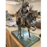 Large modern cast bronze Arab on horseback approxi