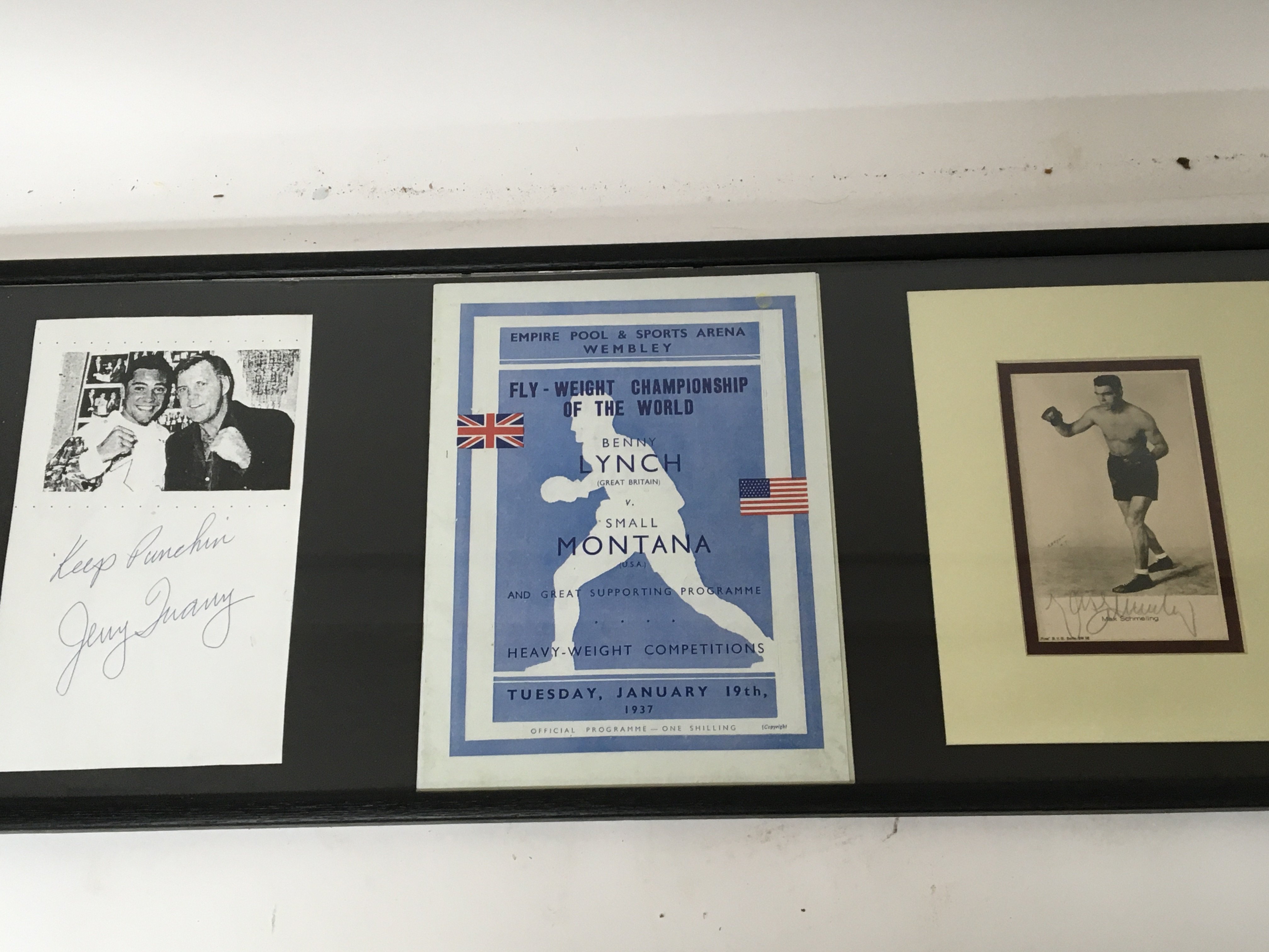 A framed boxing Montage including a signature of t