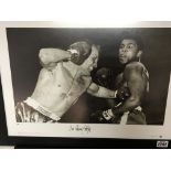 A collection of signed boxing photos and promotion