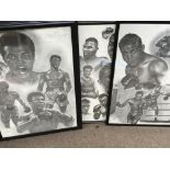 A collection of black and white framed and unframed boxing prints by Stephen Khamis. (a lot)