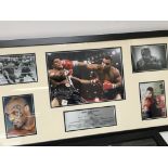 A framed Montage with plaque Iron Mike Tyson a fra