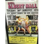 Two framed boxing promotional posters from the Roy