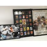 A framed boxing Montage the centre photo signed by Lennox Lewis a framed Mayweather Pacquiao