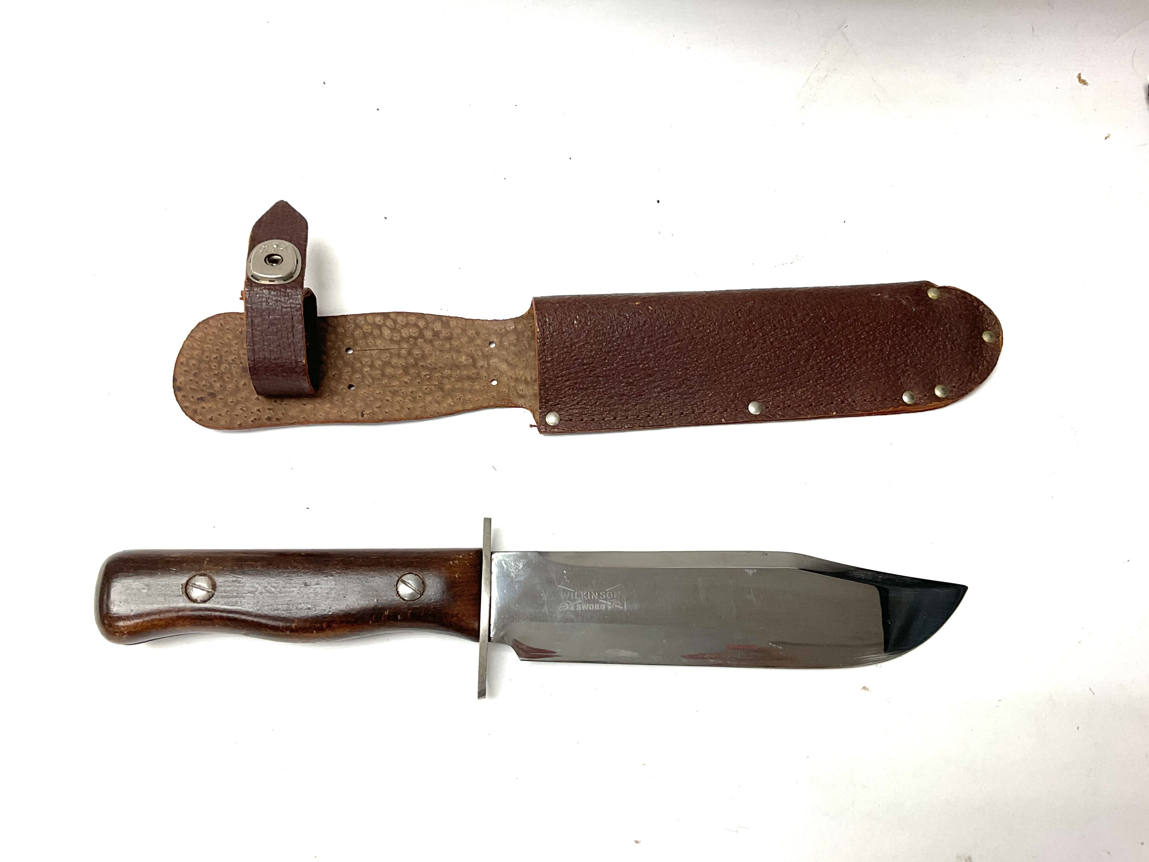 Wilkinson Bowie knife and sheath (Blade approx 18c