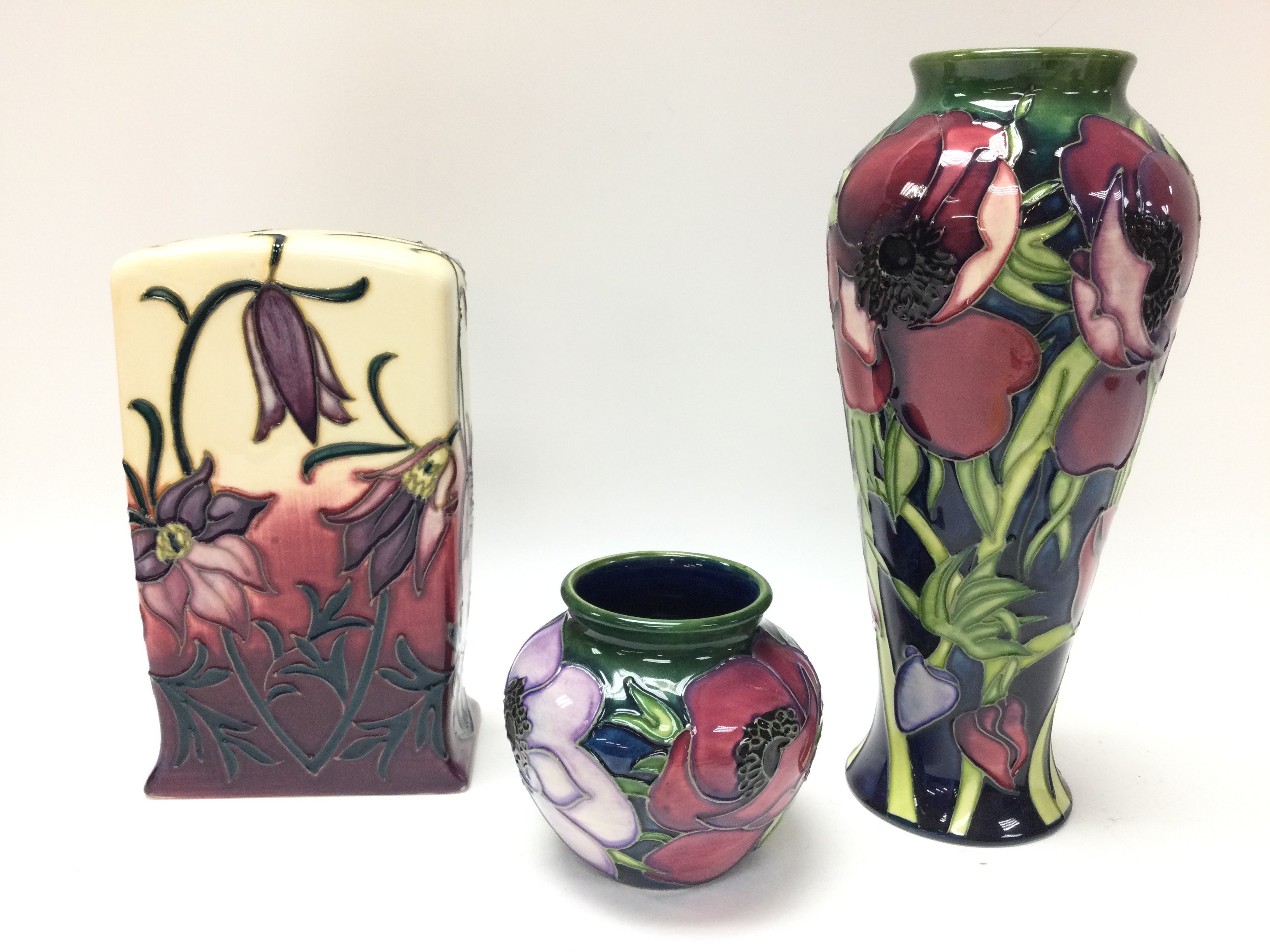 Moorcroft vases and a clock - Image 3 of 4