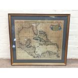 An antique map of America, approximately 73x66cm