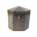 A George III burr yew-wood Tea Caddy of octagonal