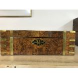 A Victorian walnut brass bound writing slope with