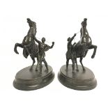 A pair of spelter Marley horses, approximately 21c