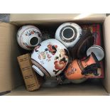 A box containing ceramics oddments including a Vic