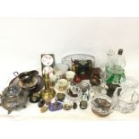 A collection of various odds including cut glass,