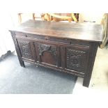 Stained oak early 18th century chest with floral c