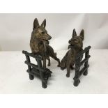 A pair of cast German Shepard ornaments