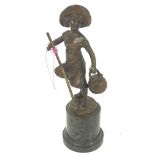 A small bronze figure of a girl by Wilhelm Schaffe