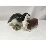 A Beswick goose and A Beswick Hereford bull