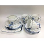 An Art Deco style tea set in Crocus pattern.