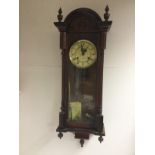 A Vienna style eight day wall clock, approx height