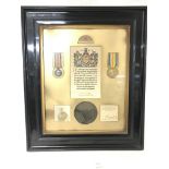Framed WW1 medal group (missing death plaque), 58