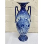 A Victorian blue art vase, 38cm tall (D)