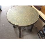 Brass rounded table with a folding stand, 60cm in