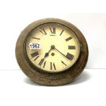 An oak cased British Rail wall clock (damage to gl