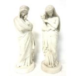 A pair of Victorian Parian ware figurines, approxi