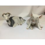 A royal Copenhagen goat and pig figure ( goat 25cm