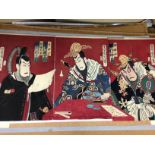 A collection of five Japanese triptych depicting G