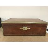 A Victorian mahogany writing slope, brass bound wi
