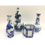 Four blue and white Oriental ceramics including a