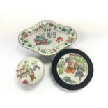 Three Oriental ceramic items comprising a Ching dy