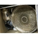 A box containing a quantity of silver plate tea se