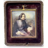 A Victorian gilt framed miniature portrait paintin