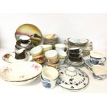 Various ceramic tea set and dinner ware cups, plat