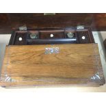 A Edwardian rosewood writing slope inlaid with mot