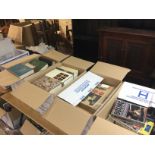 Boxes containing vintage boxing books including Br