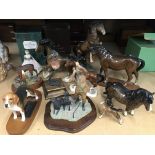 A collection of Beswick Horses, a Beswick Beagle o