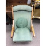 A Victorian oak campaign type chair. NO RESERVE