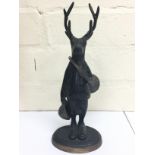 Unusual bronze figure of a dresser stag with horn