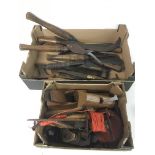 Boxes of various vintage woodworking & garden tool
