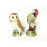 Berwick bird figures, woodpecker and barn owl 20cm